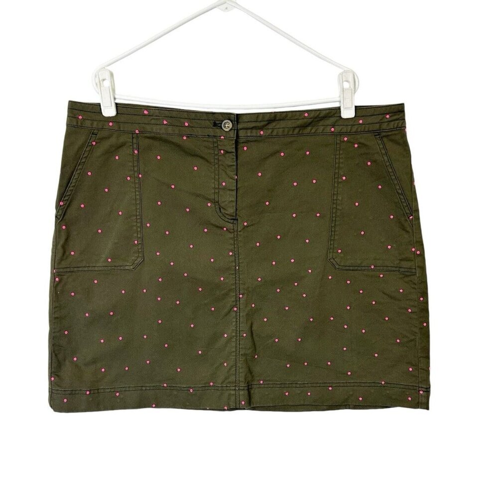 Boden Olive Green Skirt Womens Size 16‎ Pink Dot Mini